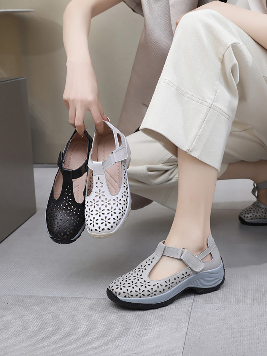 Summer Leather Cutout Platform Shoes Kl1033