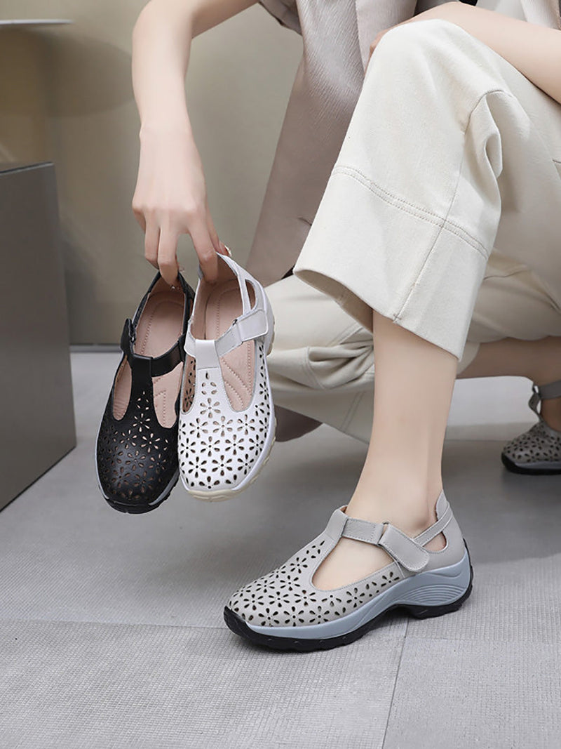 Summer Leather Cutout Platform Shoes Kl1033