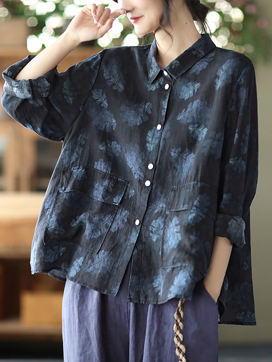 Spring Button Up Ramie Blouse At1089