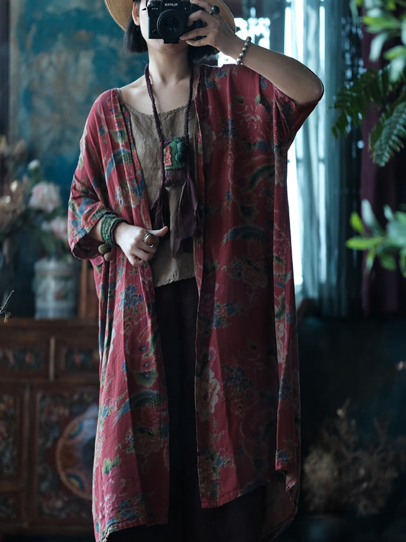 Flower Spring 100%cotton Shirt Coat Kl1013