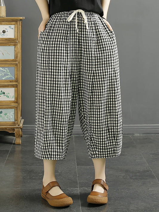 Summer Plaid Cotton Pants Xx1032