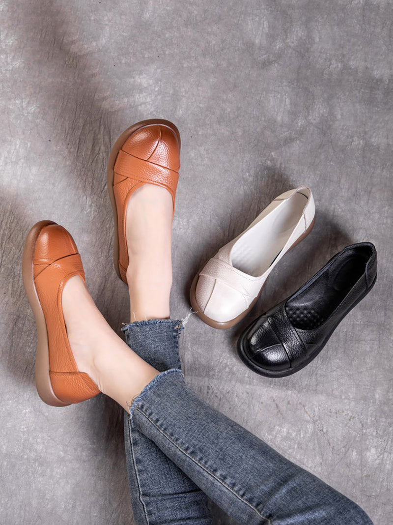 Spliced Genuine Cross Shoes Flat Leather