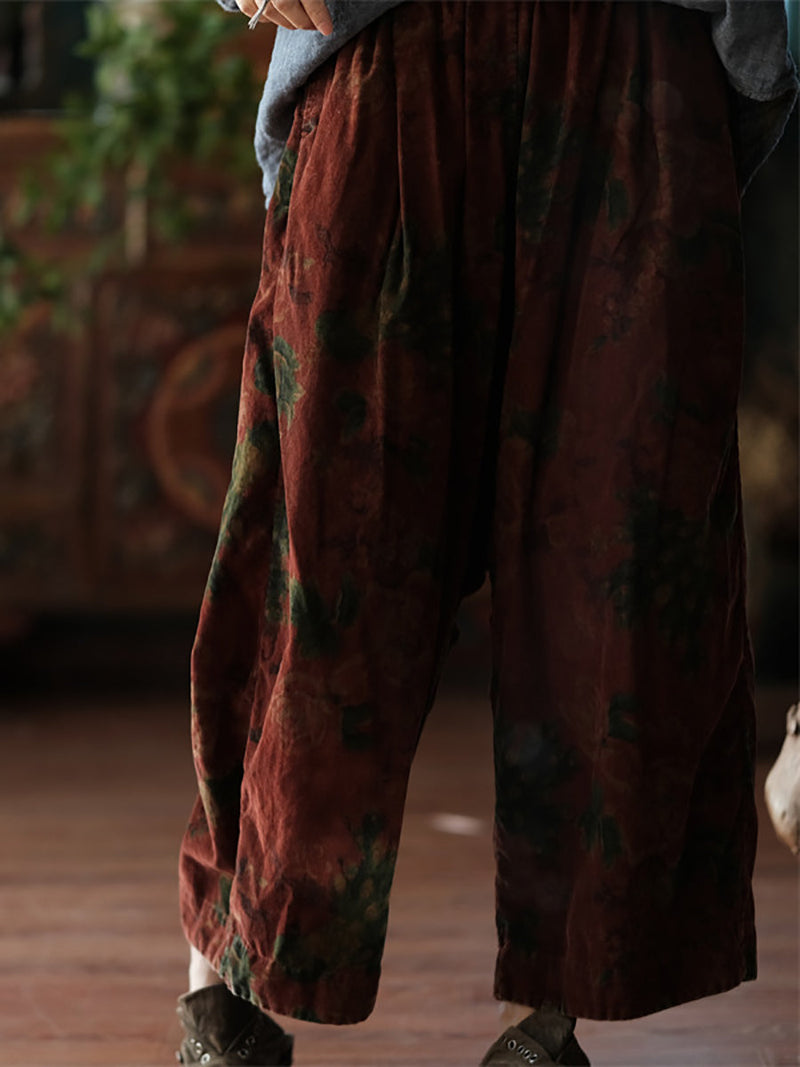 Autumn Retro Flower Cotton Wide-leg Pants As1024