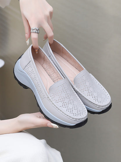 Summer Leather Cutout Platform Shoes Sc1039