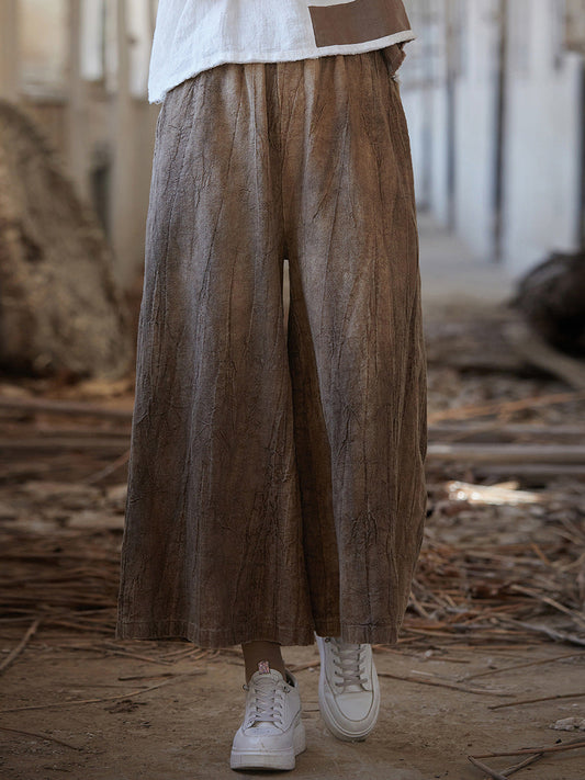 Summer Tie-dye Ramie Wide-leg Pants Io1009