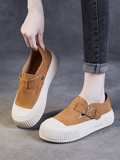 Leather Platform Flat Shoes Fg1027