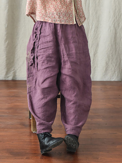 Drawstring Loose Linen Turnip Pants Cx045