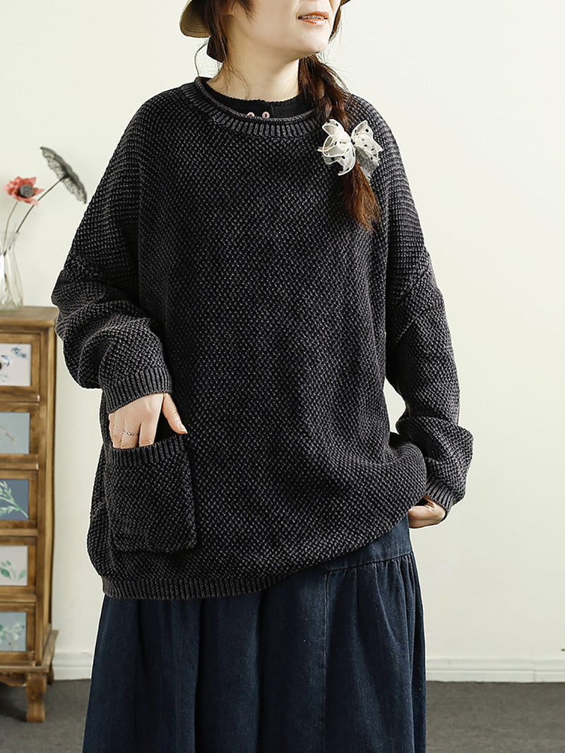 Autumn O-neck Knit Sweater F4211