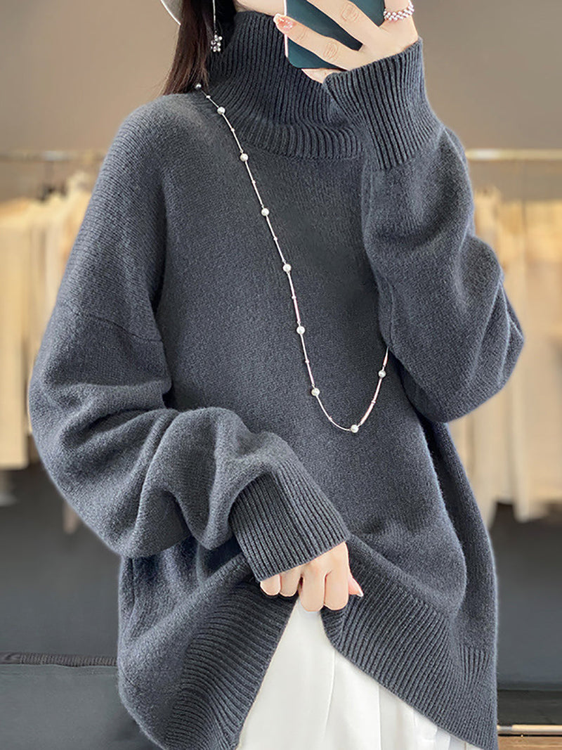 Autumn Turtleneck 100%wool Sweater Qu012