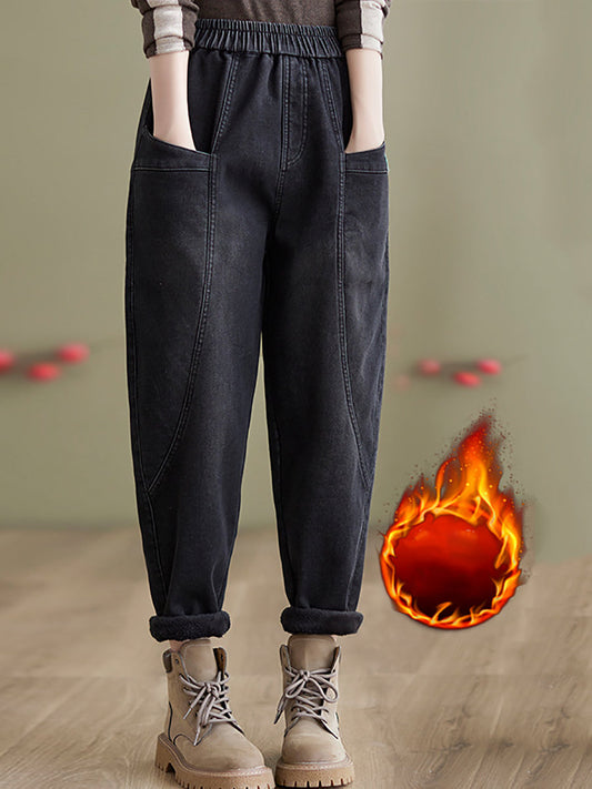 Autumn Fleece-lined Harem Pants Qn025