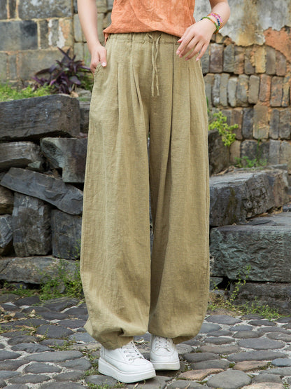 Pure Ramie Straight Worn Color Summer Pants