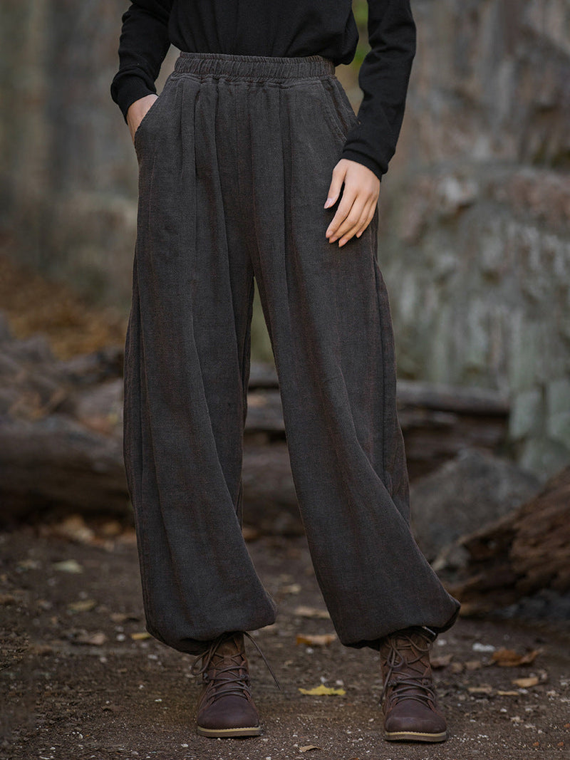 Autumn Loose Ramie Cuffed Pants At1013