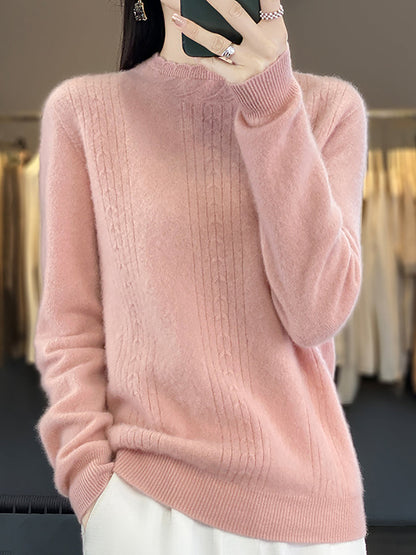 Autumn Cable Knit 100%wool Half Turtleneck Sweater Qn028