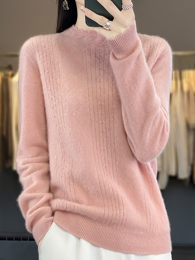 Autumn Cable Knit 100%wool Half Turtleneck Sweater Qn028