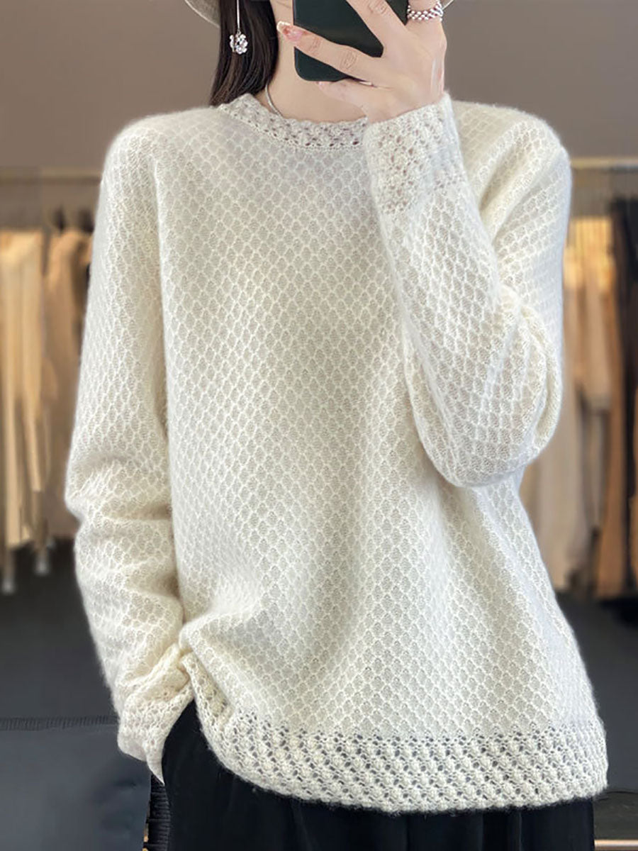 Autumn Knit 100%wool O-neck Sweater Qm005