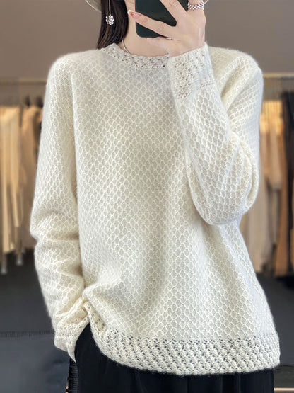 Autumn Knit 100%wool O-neck Sweater Qm005