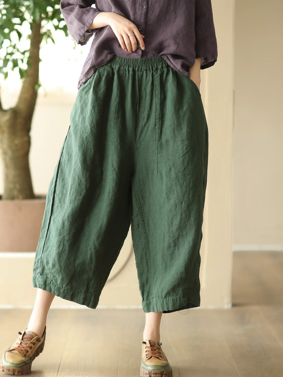 Summer Retro Linen Loose Harem Pants Fd009