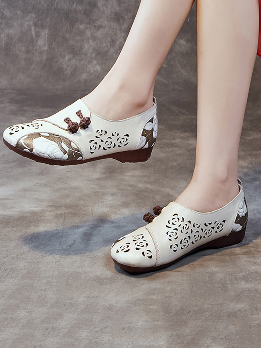 Colorblock Cutout Leather Low Heel Shoes Xx1048