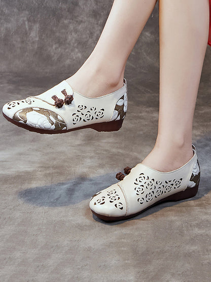 Colorblock Cutout Leather Low Heel Shoes Xx1048