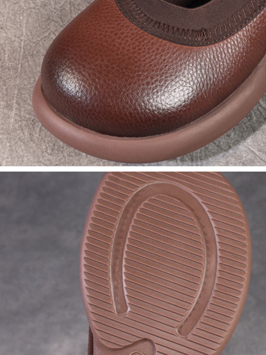 Summer Genuine Leather Low Heel Shoes Fd016