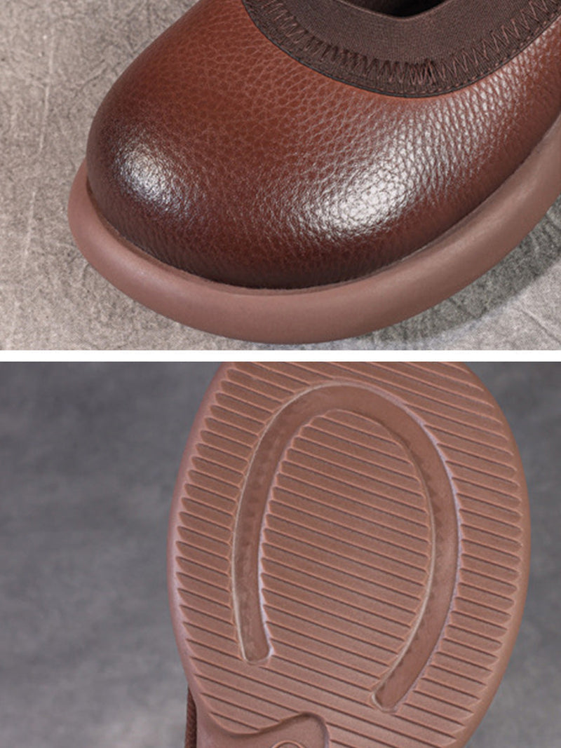 Summer Genuine Leather Low Heel Shoes Fd016