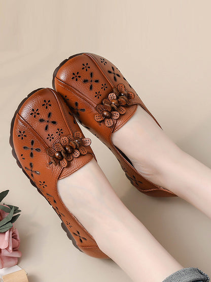 Summer Leather Flower Cutout Shoes Fg1026