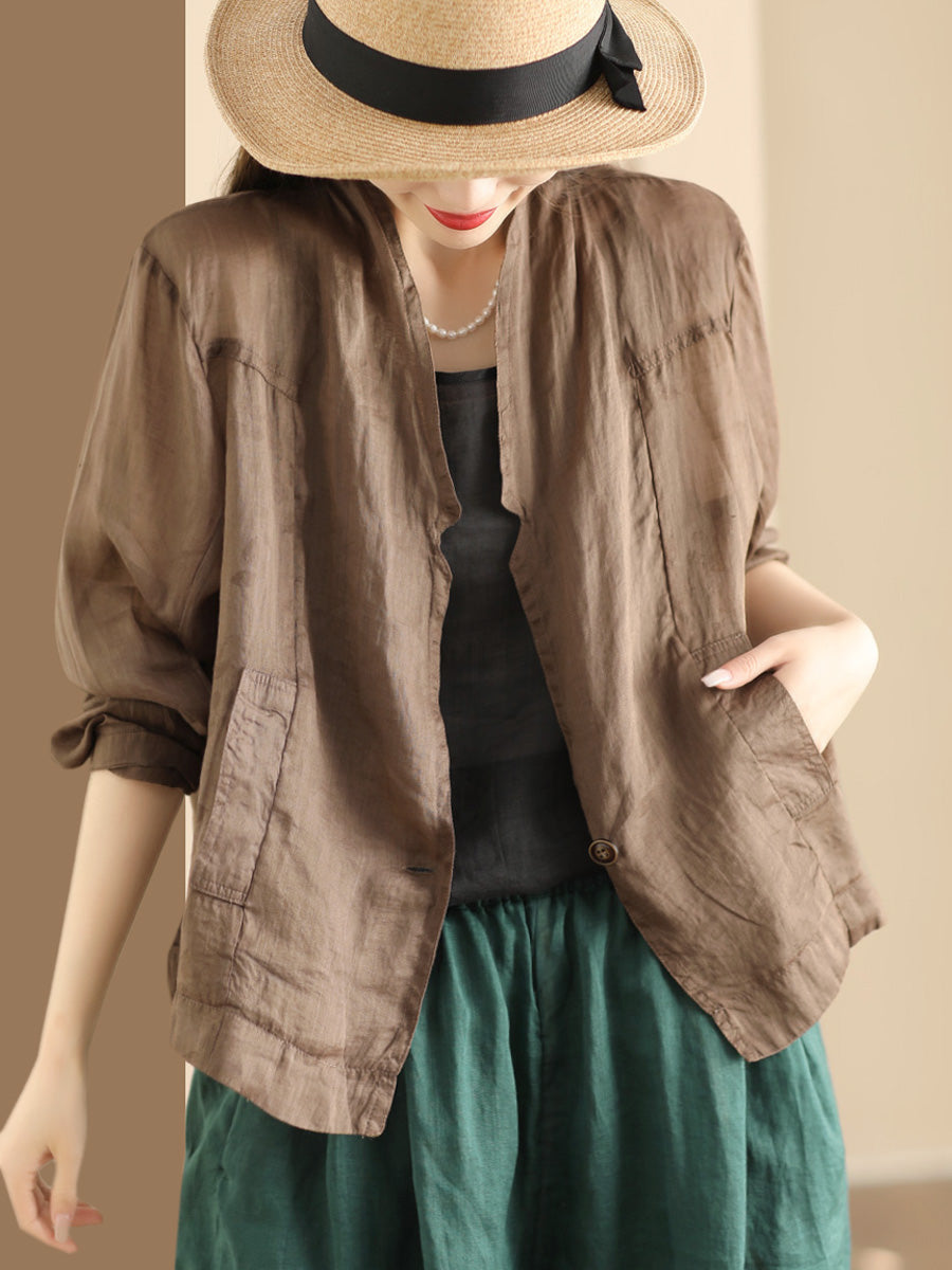 Summer Ramie Thin Cardigan Shirt Coat Sc1056