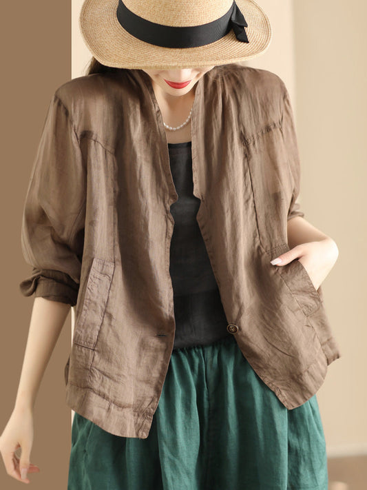 Summer Ramie Thin Cardigan Shirt Coat Sc1056