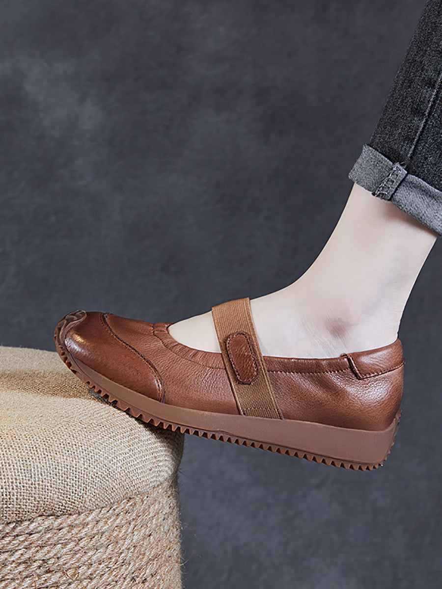 Summer Retro Leather Platform Shoes Sc1025