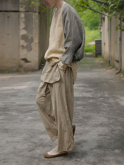 Spring Dot Spliced Cotton Straight-leg Pants Sc1019