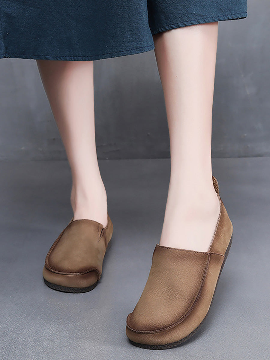 Leather Retro Summer Falt Shoes