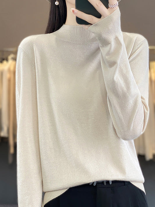 Autumn Knit Warm Half-turtleneck Sweater Wu019
