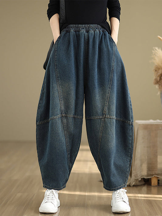 Autumn Denim Spliced Harem Pants Qu027