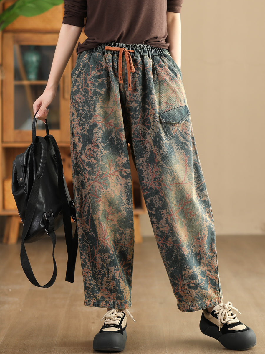 Tie-dye Autumn Strap Denim Harem Pants Ai1028