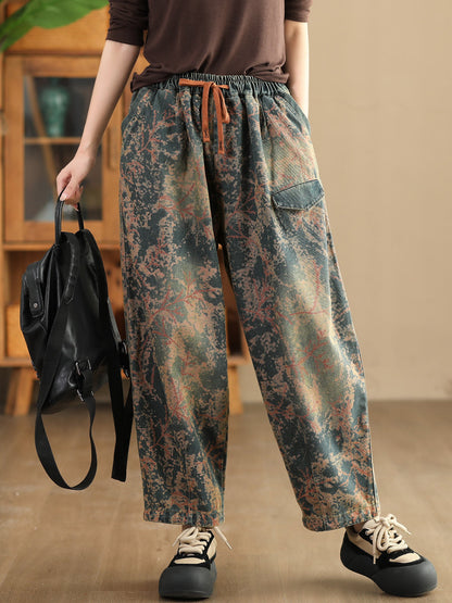 Tie-dye Autumn Strap Denim Harem Pants Ai1028