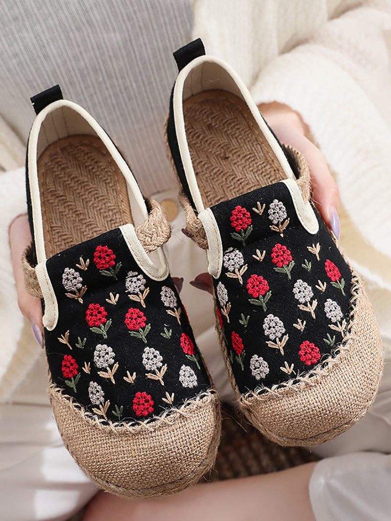 Summer Artsy Embroidery Linen Cotton Shoes Zz1005