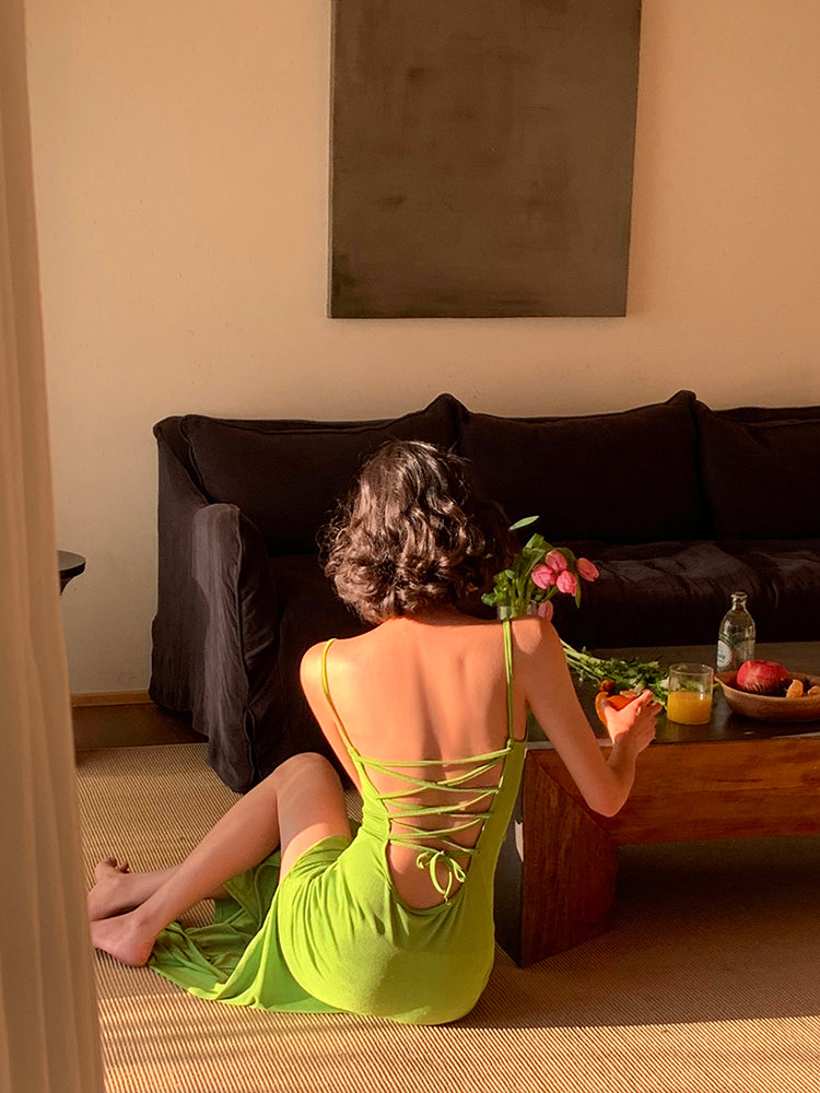 Backless Tie-strap Maxi Dress