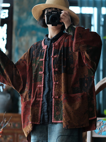 Spring Spliced Button Up Shirt Coat Pa1034