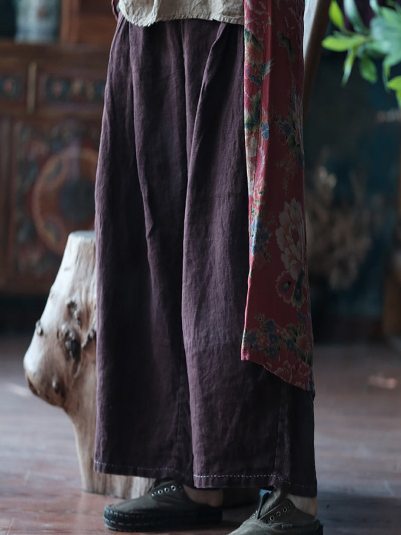Summer Retro Linen Wide-leg Pants Xx1054