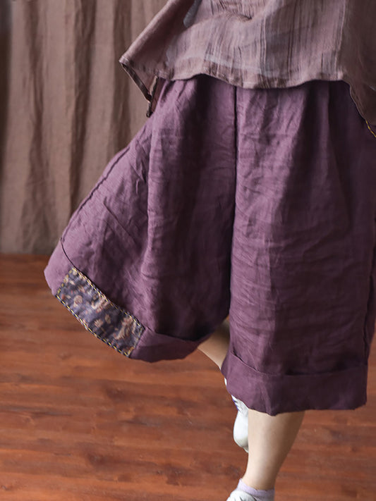 Patch Stitching Loose Short Pants Hh052