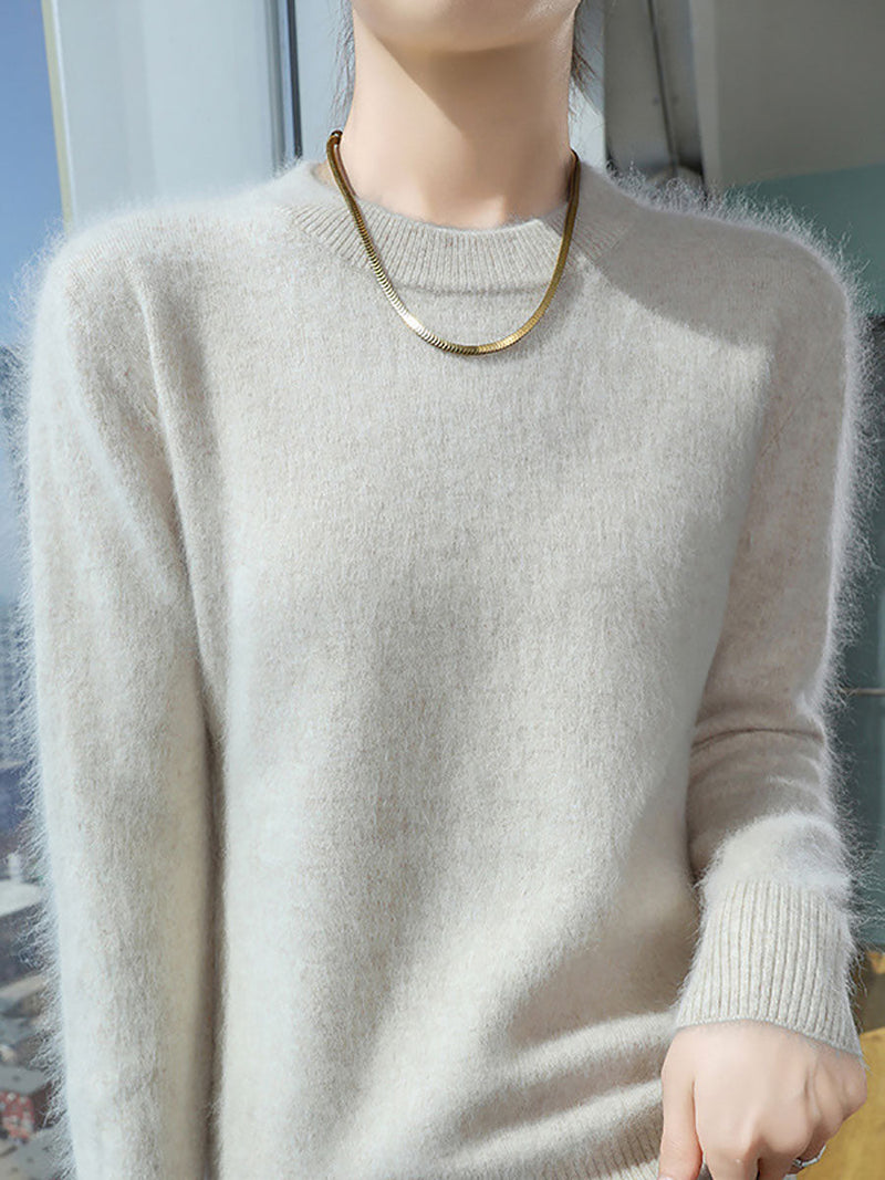 Autumn O-neck Soft 100%wool Sweater Qu030