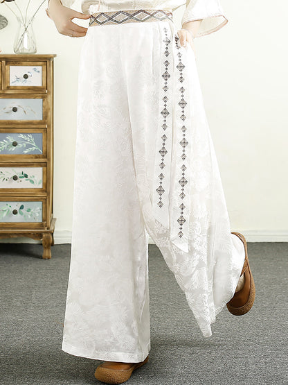Summer Jacquard Spliced Wide-leg Pants Cv1009