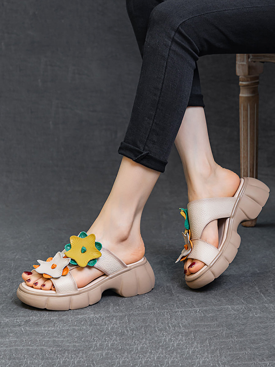 Summer Leather Spliced Star Platform Sandal Ty1033
