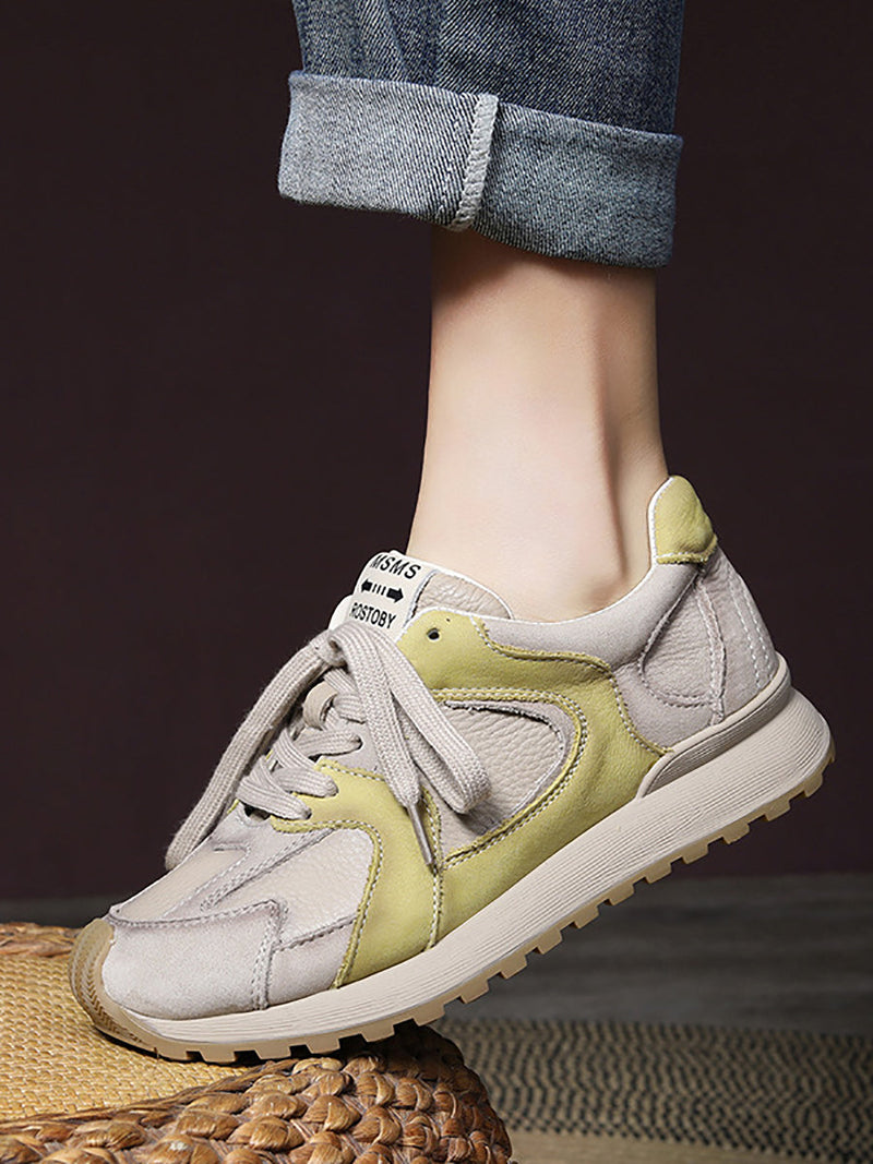 Colorblock Leather Sport Shoes Wu008