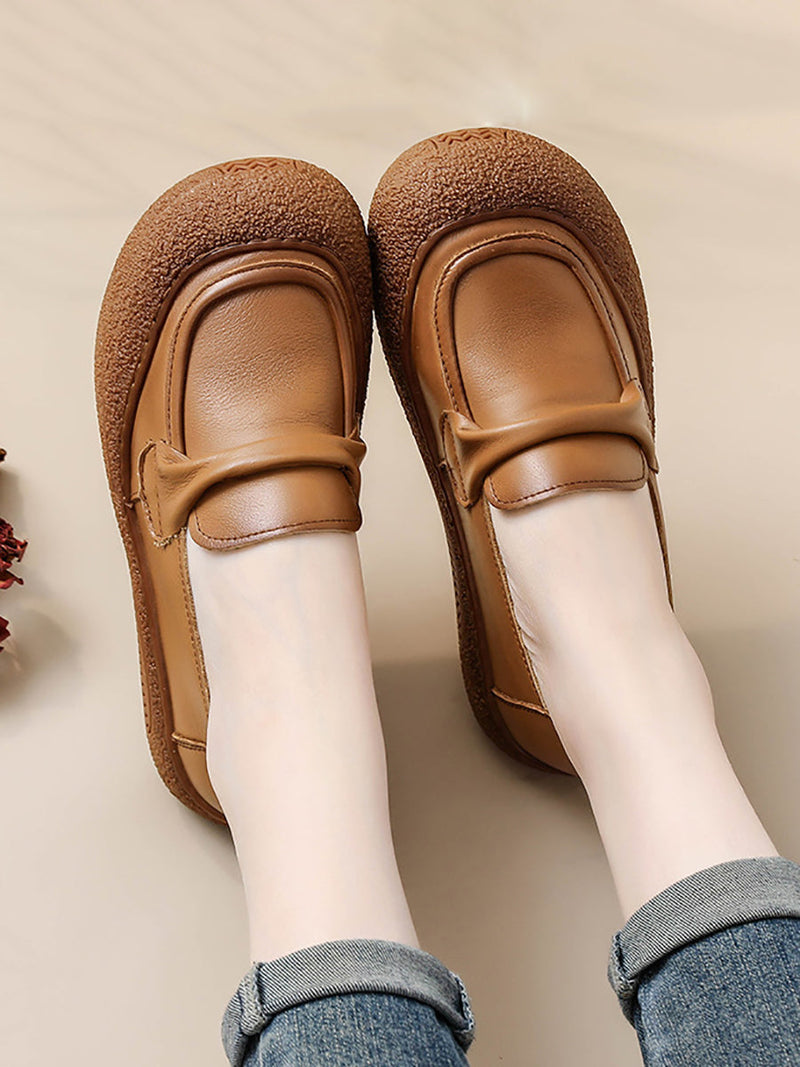 Summer Soft Leather Flat Shoes At1056
