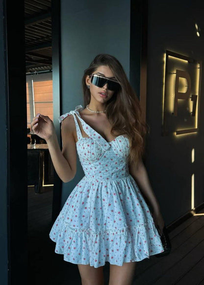 Blossom Charm - Tie-strap Mini Dress