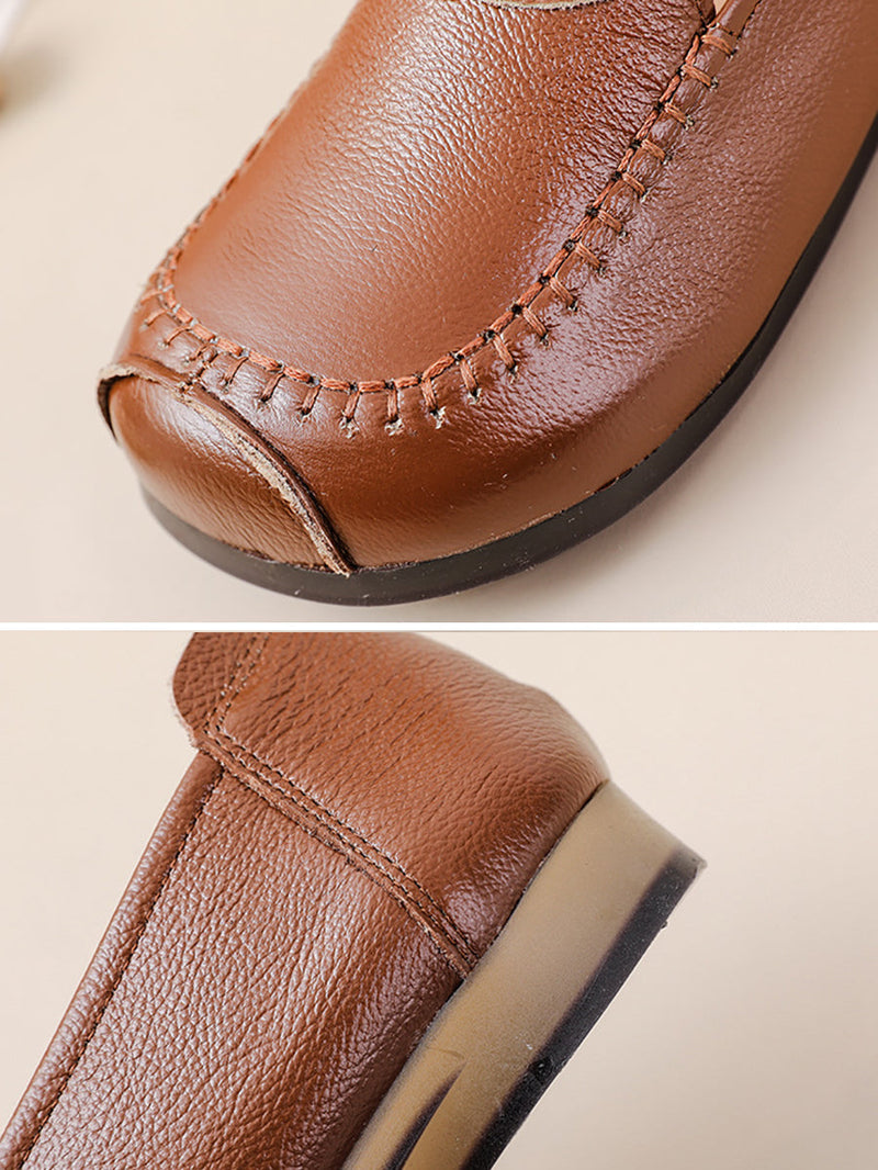 Summer Soft Leather Stitching Flat Shoes Pp1031