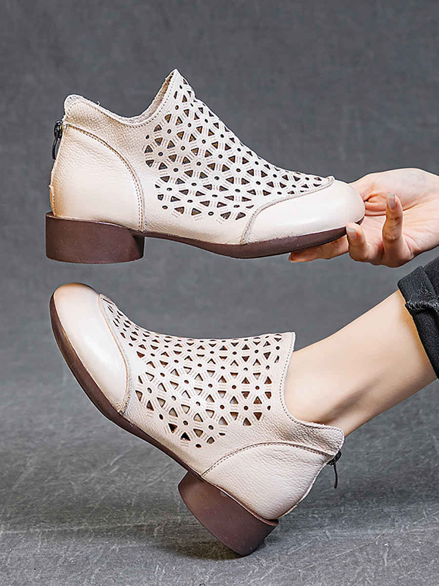 Summer Leather Soft Cutout Boots Ui1029