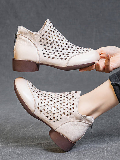 Summer Leather Soft Cutout Boots Ui1029
