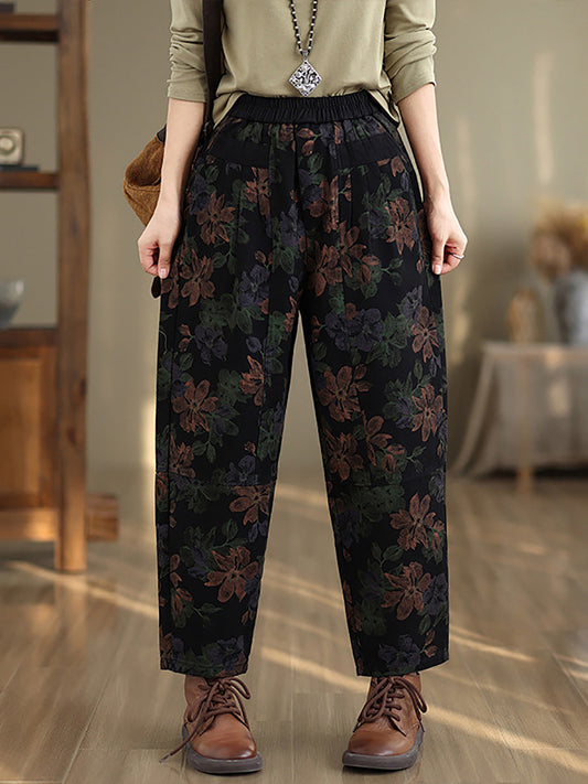 Autumn Flower Cotton Harem Pants Ai1038